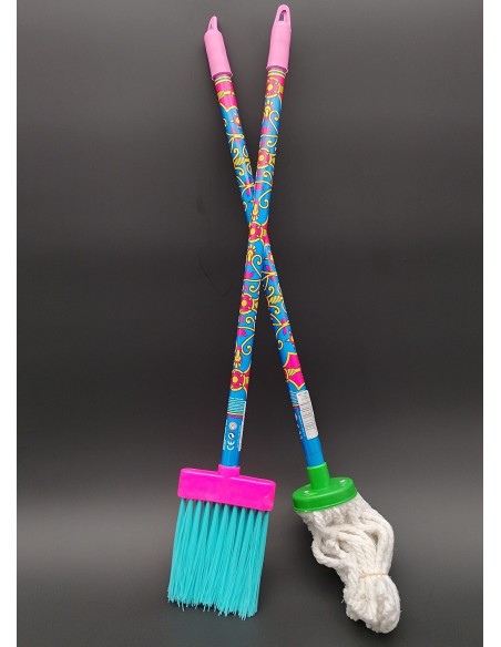 SET FREGONA + ESCOBA PALO DECORADO