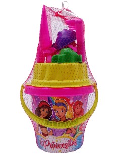 CUBO 19 PRINCESAS CRIBA + PALA + RASTRILLO + 2 MOLDES