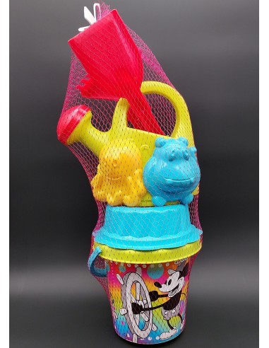 CUBO 19 MICKY SURTIDO REGADERA + CRIBA + PALA + RASTRILLO + 2 MOLDES