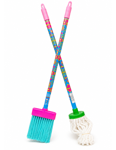 SET FREGONA + ESCOBA PALO DECORADO